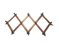 Vintage 70's Wooden Foldable Clothes Hanger Home Rack Expandable Hook Retro 2