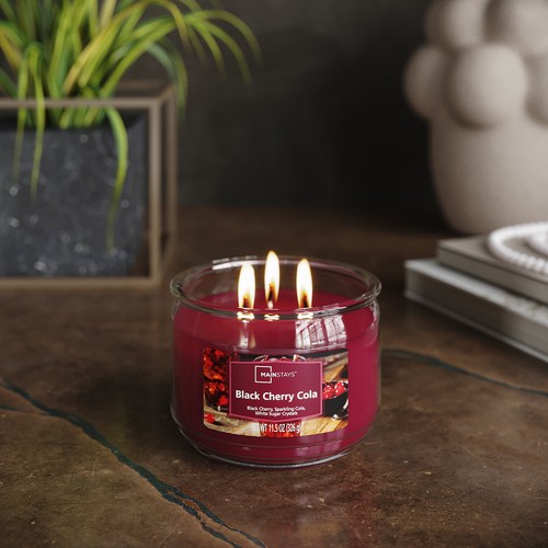 (4 pack) 11.5oz Black Cherry Cola 3-Wick Glass Jar Candle - Picture 3 of 5