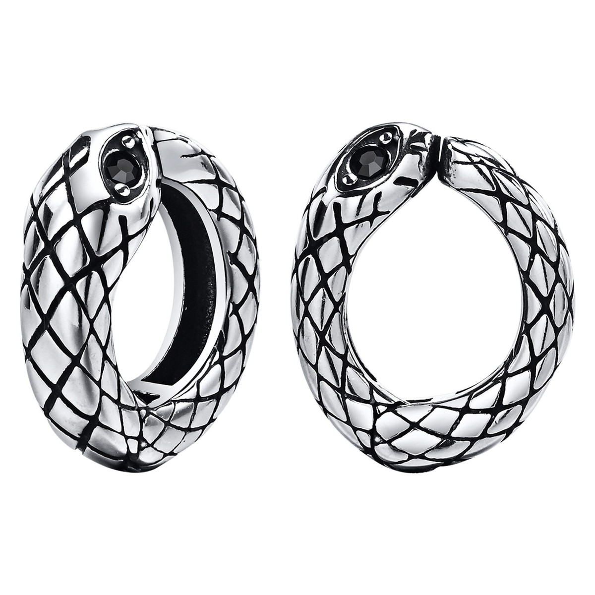 2pcs Punk Snake Hoop Earrings Clip on Gothic Mens Boys Stainless Steel  Jewelry