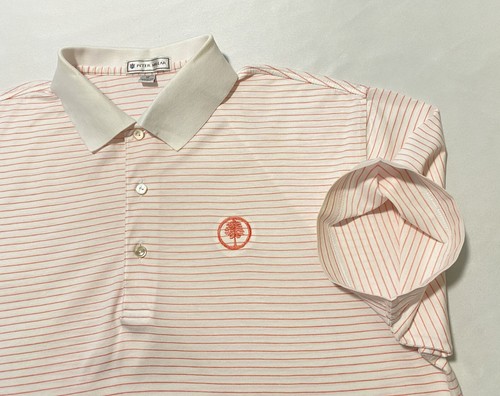 Peter Millar White & Pink Striped Men's Golf Polo Shirt Size M 100% Cotton - Picture 16 of 16