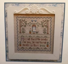 CHART Gardening Girl Cross Stitch Sampler NEW Country Cottage Needleworks