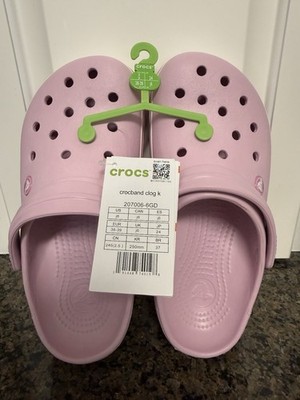 NWT Crocs Juniors Size 6 Pink and White Clogs Shoes Slip On Could Fit Women7.5/8