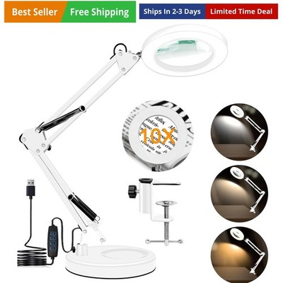 10X Magnifying Glass with Light and Stand, Magnifier with Light Hands Free, 3...