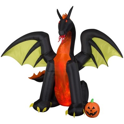 Gemmy Animated Projection Airblown Inflatable Fire & Ice Dragon w/Wings Giant (R