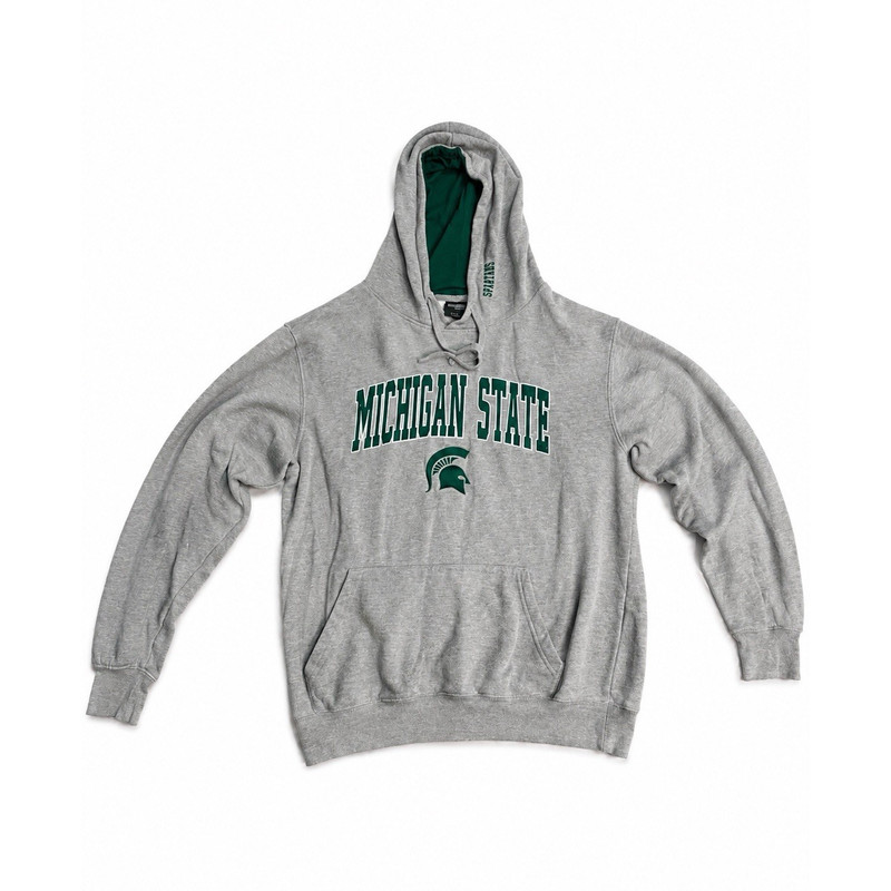 Colosseum Michigan State Spartans Men’s L Gray/Green Pullover Hoodie Sweatshirt