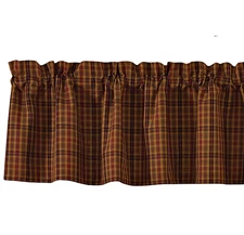New Farmhouse Rustic Brown Red PRIMITIVE SPICE VALANCE Curtain Topper