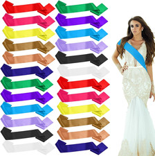 24 Pcs Blank Satin Sash Plain Assorted Sash for Pageants Long from Shoulder to H