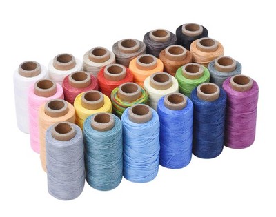 24 Assorted Colors Flat Waxed Thread for Leather Sewing  55 X 24 Yds 210D 1mm...