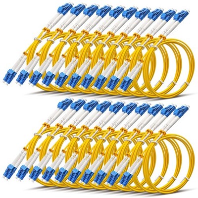 20 PCS LC To LC Fiber Patch Cable 3.28ft 1M OS2 Single Mode Duplex Yellow