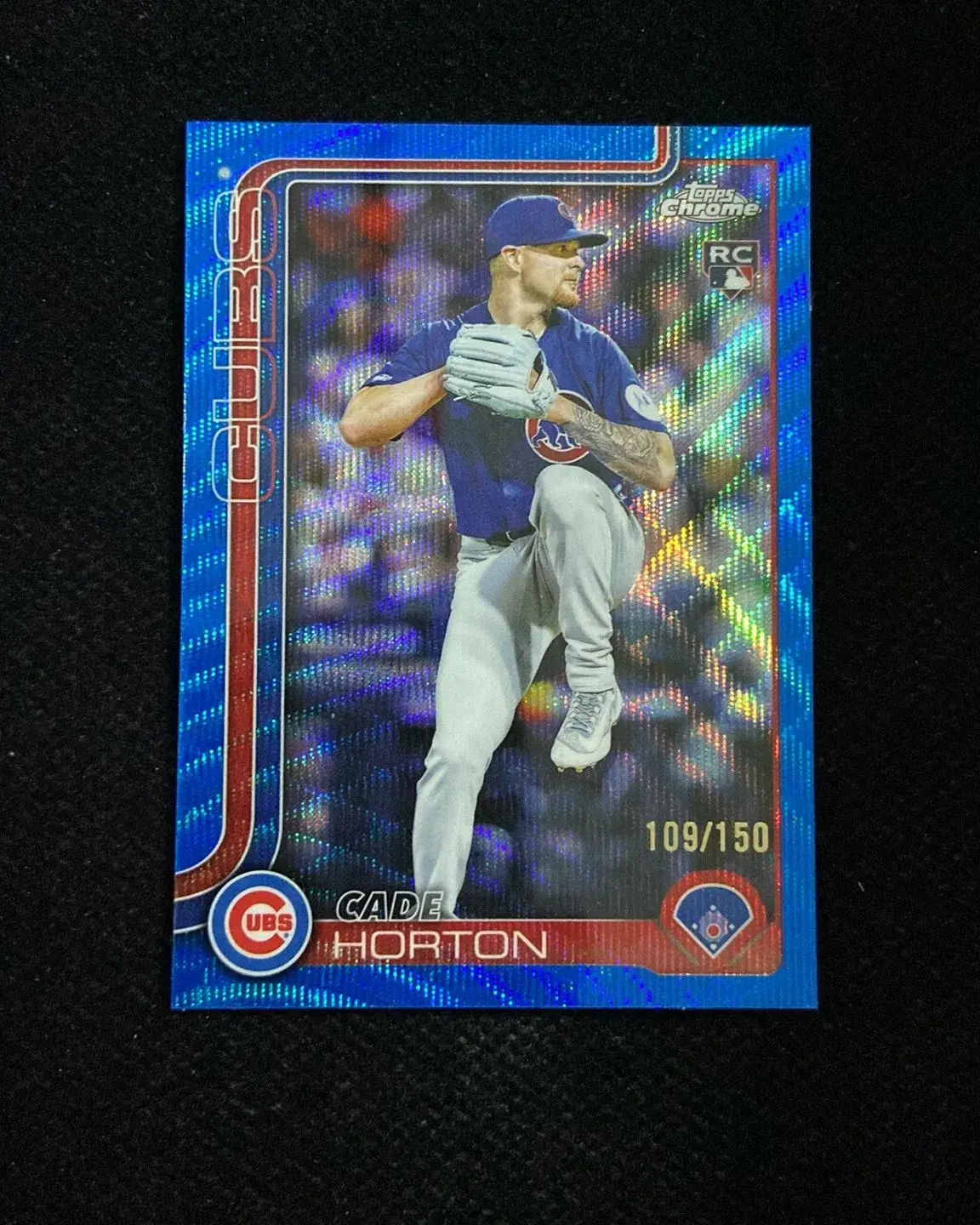 2025 Topps Chrome Update Cade Horton #USC63 Blue Wave REF 109/150 RC Cubs QI95