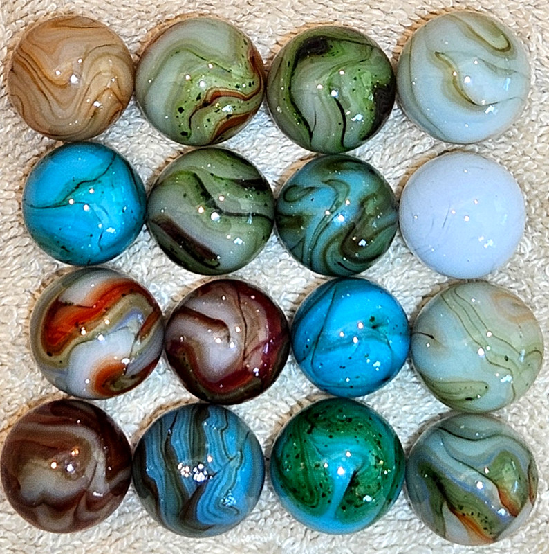 16 MINT Jabo Marbles from the "Kokomo" Contract Run 04-06-2010.  Lot 0192