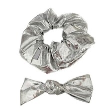 Shimmering Silver Hair Scrunchies Large Hair Scrunchy Stylish Female Hair Clip
