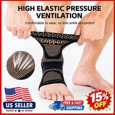 Copper Ankle Brace Silver Support Compression Sleeve Socks Foot Fasciitis Pain