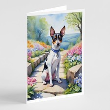 Caroline's Treasures Rat Terrier Spring Path Greeting Cards Pack of 8