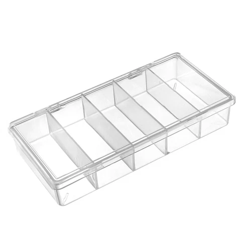 Component Storage Box PS Fixed 5 Grids Clear White 175x85x34mm