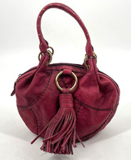 Sabrina Scala 8" Small Burgundy genuine Leather Bag Purse big tassel satchel red
