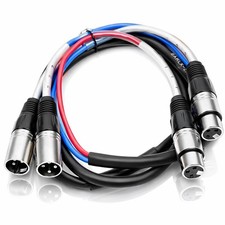 2 Channel XLR Snake Cable 5 Feet - 22 AWG Shielded, Color-Coded  Pro Audio