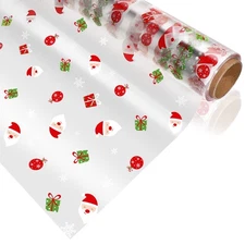 Toyvian Cellophane Wrap, 3000x40cm Cellophane Roll, 2. 5 Mil Santa Claus Deco...
