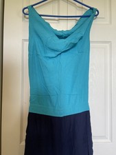Diane Von Furstenberg Lou Drape Neck Colorblock Topaz Deep Cove Dress