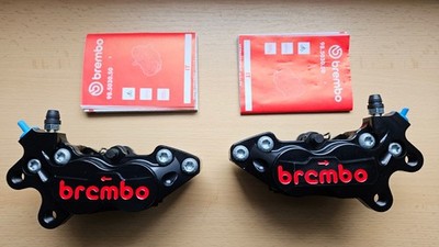 ''NEU CNC Bremssättel P4 30/34 SCHWARZ BREMBO GEFRÄST Halterung 40mm''