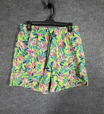 Lands  End Men  s Floral Swim Trunks Green Pink Tropical Board Shorts Size M