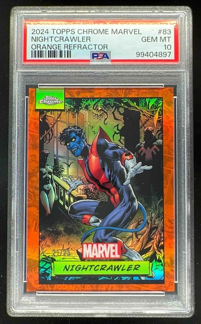 2024 Topps Chrome Marvel Orange Refractor #83 Nightcrawler /25 PSA 10