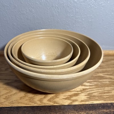 Set- 4 Ellinger's Nesting Mixing Bowls #20, 21, 22 & 23 Agatized Wood Wisconsin