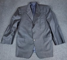 Hickey Freeman x Loro Piana Tasmanian Super 120s Black Pinstrip Wool USA Blazer
