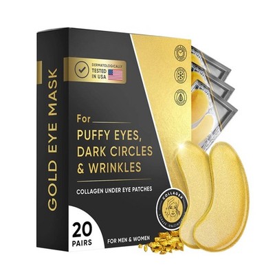 24K Gold Under Eye Patches Collagen Anti-Aging Dark Circles Puffiness 20 Pairs