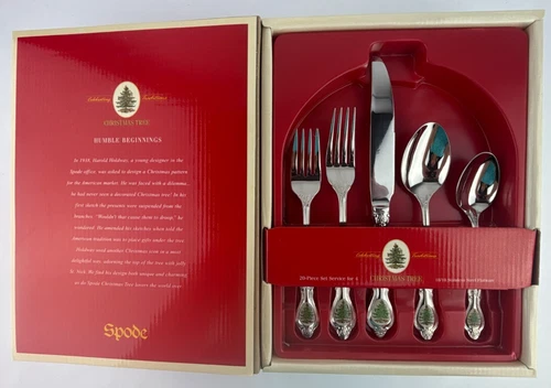 Spode Christmas Tree Flatware by Wallace 20 Piece Service For 4 18/10 Stainless