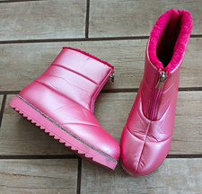 Tis Cold Women's Pink Bootie Slippers Zip Zipper Faux Fur Lined Size 8