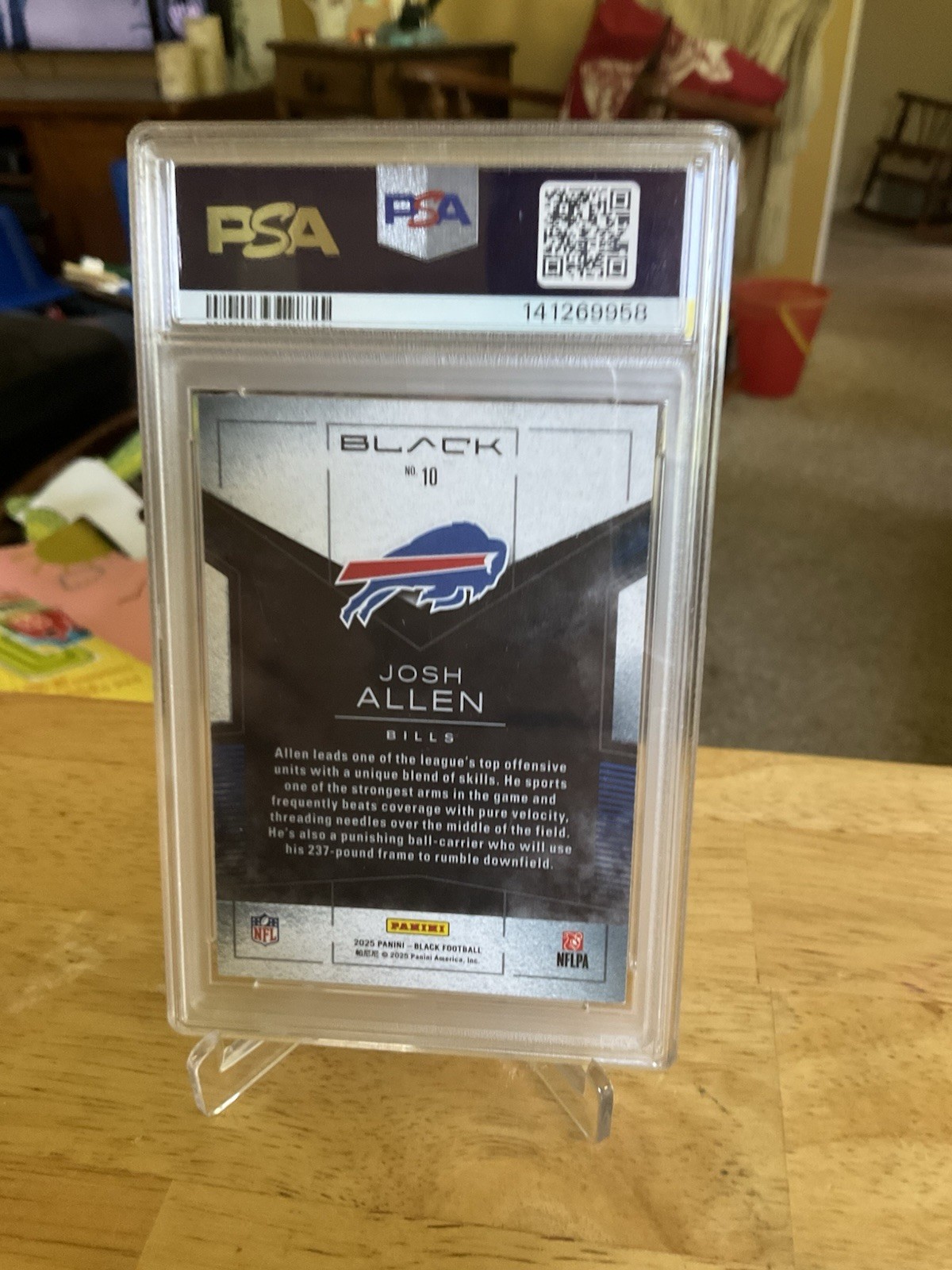 2025 Panini Black Josh Allen #10 Smokescreen PSA 9 Buffalo Bills view 2