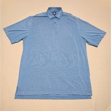 FootJoy Mens XL Blue Striped Short Sleeve Golf Polo Shirt Stretch Performance