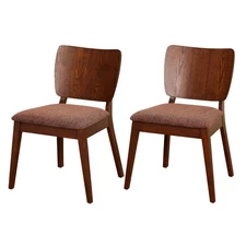 Set of 2 Bernard Dining Chairs Walnut - Buylateral: Rubberwood Frame, Polyester