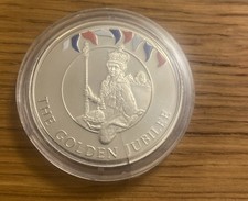 2002 Golden Jubilee proof   50p Crown Coin Falkland Island capsule &certificate 