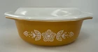 Vintage Pyrex 043 Butterfly Gold Oval  1.5 QT Casserole Glass Dish Matching Lid