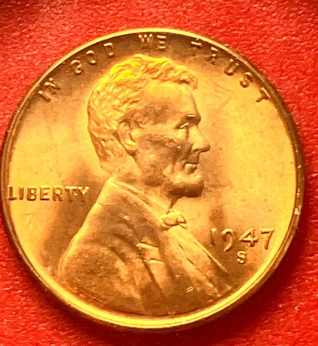 1947-S Lincoln Wheat Cent Penny GEM RED BU From an Original Bank Roll