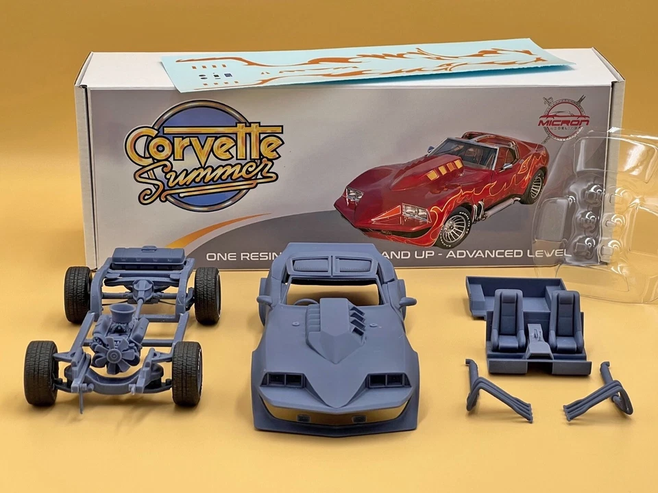 1:25 Corvette Summer Resin Model Kit With Decals,  Rubber Tires and Clear Parts - Image 4 of 4