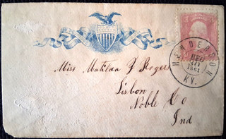 65 Civil War Patriotic Pretty Blue Eagle & Shield & Ribbons(Bold Henderson KY)