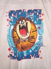 Vintage 90's Space Jam Looney Tunes Taz Hanes Youth T-Shirt Size Large 14-16 