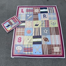 Pottery Barn Kids TWIN QUILT Pillow SHAM Junior Varsity SPORTS baseball lax