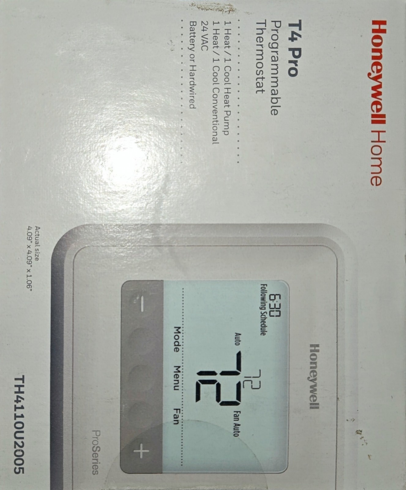 Honeywell Home T4 Pro Programmable Thermostat Digital Display TH4110U2005