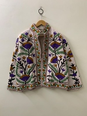 Handmade Embroidery Suzani Velvet Jacket Boho Ethnic Jacket Outerwear Coat