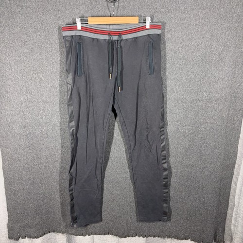 Roberto Cavalli, Roberto Cavalli Pants Mens EU 48 Grey Jersey Track Side Stripe Elastic Waist Gym