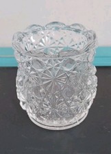 Vintage 3" Clear Glass Daisy & Button Toothpick Holder Made In USA - EUC