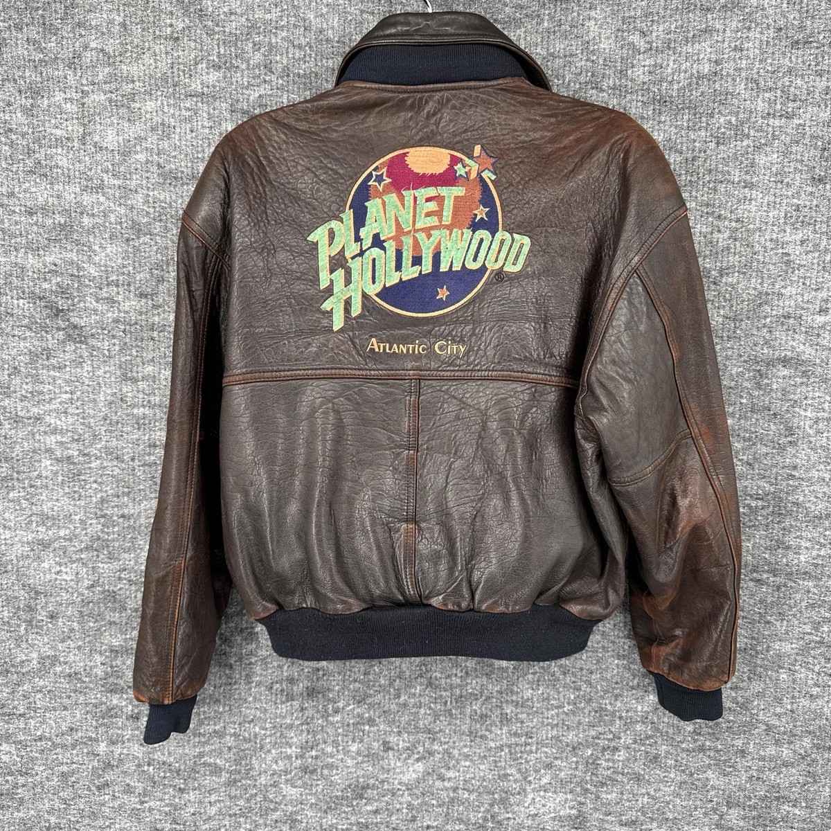 PLANET Hollywood レザージャケット スタジャン ヴィンテージ Vintage Planet Hollywood Leather Jacket Mens Large Brown Bomber