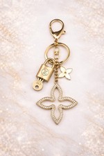 Authentic Louis Vuitton Vintage Lock  Key with Unbranded Clover Charm, Keychain