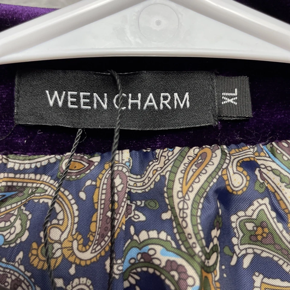 Ween Charm Crushed Velvet Blazer Jacket Mens XL Purple 1 Button Formal Tuxedo - Image 4 of 4