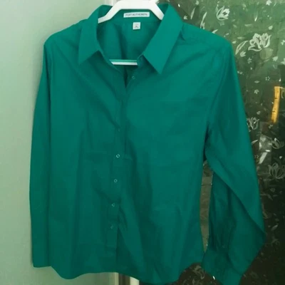 Port Authority Womens Turqoise Blue Green Long Sleeve Button Blouse Size XL - Image 1 of 4