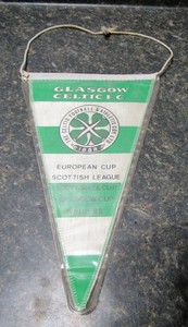 Vintage GLASGOW CELTIC F.C. Football Club Soccer 2 Sided Pennant Flag Banner